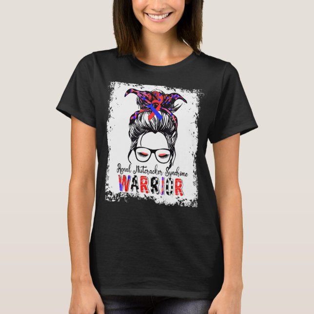 Renal Nutcracker Syndrome Warrior Blue Red Ribbon T Shirt (Framsida)