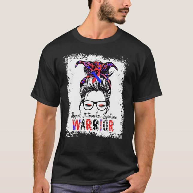 Renal Nutcracker Syndrome Warrior Blue Red Ribbon T Shirt (Framsida)