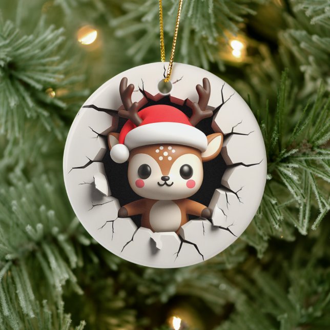 Renar 3D-effekt INTE Faktisk 3D Julgransprydnad Keramik (Träd)