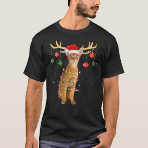 Renar Abyssiniskt katt med jultomten L T Shirt