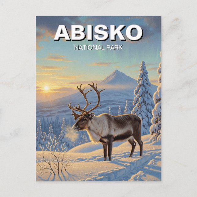 Renar i Abisko nationalparkens Sverige Travel Vykort (Framsida)