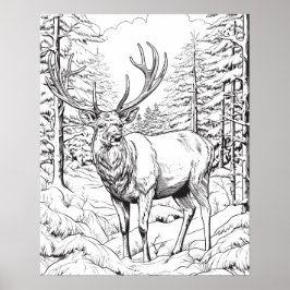 Renar i Snowy Skogen Coloring Poster