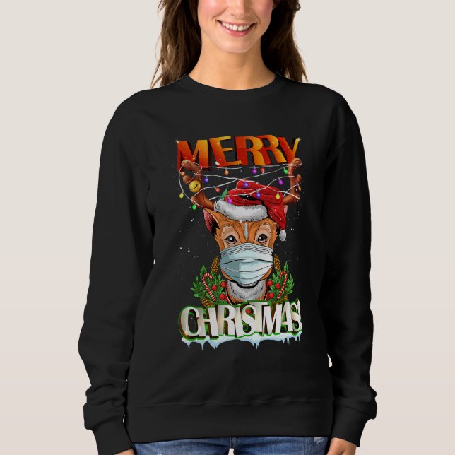 Renar i solglasögon som bär Merry Christm i mask T Shirt (Framsida)