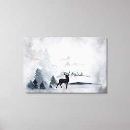Renar i Vilden Grått Vattenfärgad jul Canvastryck
