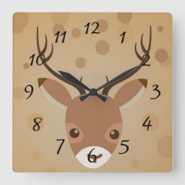 renar Illustration på brun bakgrund Fyrkantig Klocka