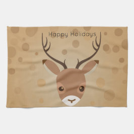 renar Illustration på brun bakgrund Kökshandduk