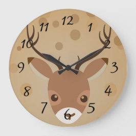 renar Illustration på brun bakgrund Stor Klocka