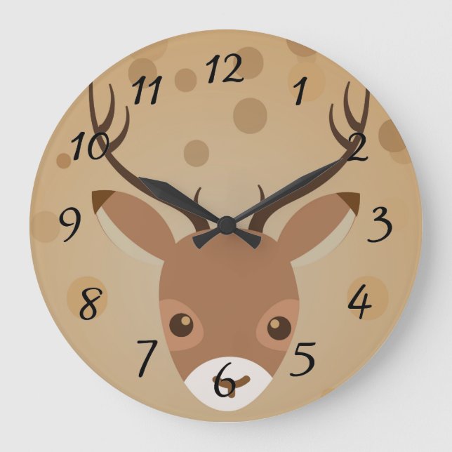 renar Illustration på brun bakgrund Stor Klocka (Framsida)