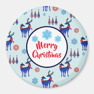 Renar, Julgranar och Snöflingor Mönster Magnet