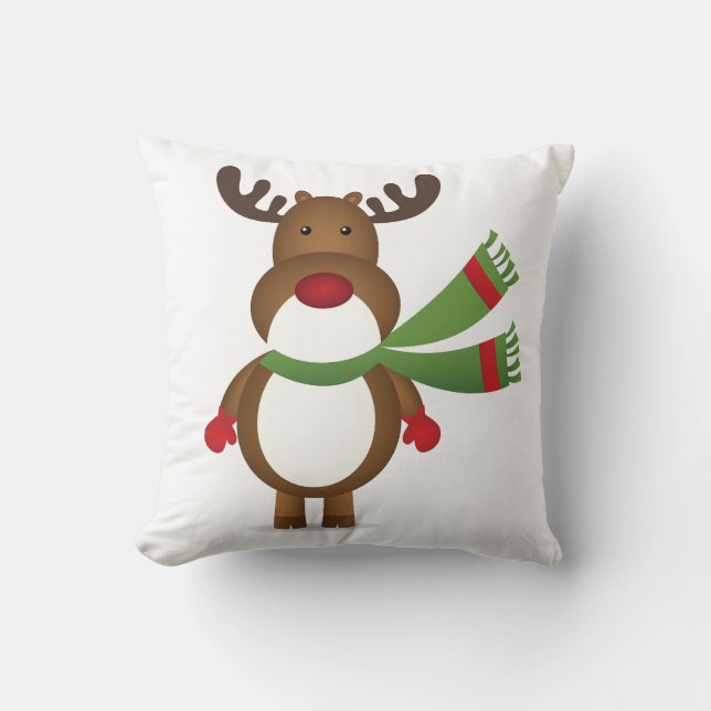 Renar med Grönt Scarf Pillow Kudde (Framsida)