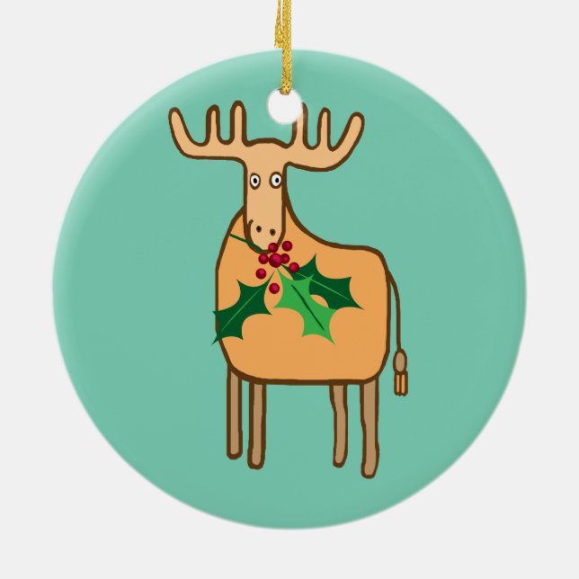 renar med holly julgransprydnad keramik (Baksidan)