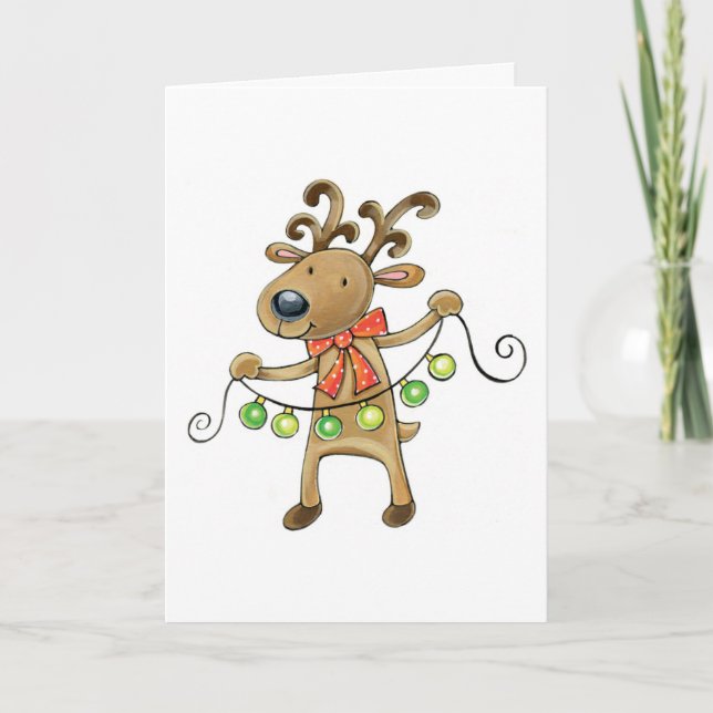 Renar med julklapp Ljus Helgkort (Framsida)