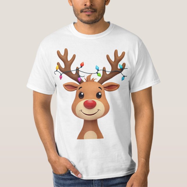 Renar med julklapp Ljus T Shirt (Framsida)