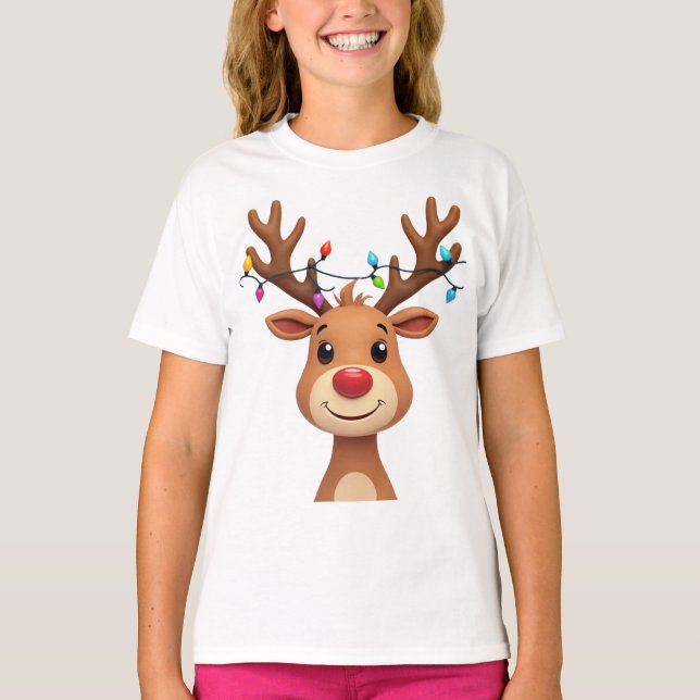 Renar med julklapp Ljus T Shirt (Framsida)
