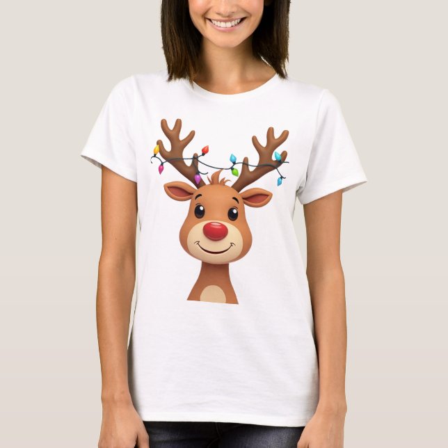 Renar med julklapp Ljus T Shirt (Framsida)