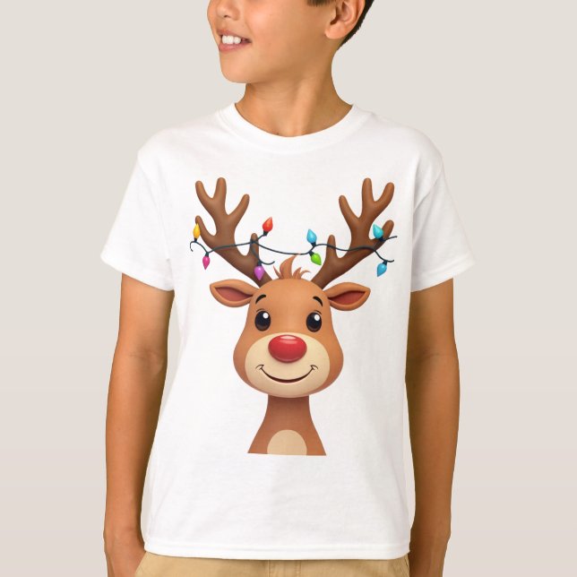 Renar med julklapp Ljus T Shirt (Framsida)