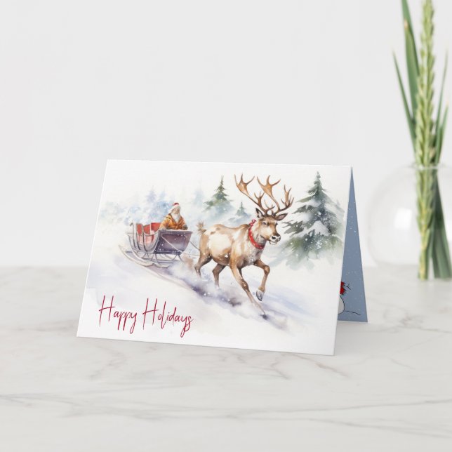 Renar och Jultomten Helgkort (Framsida)