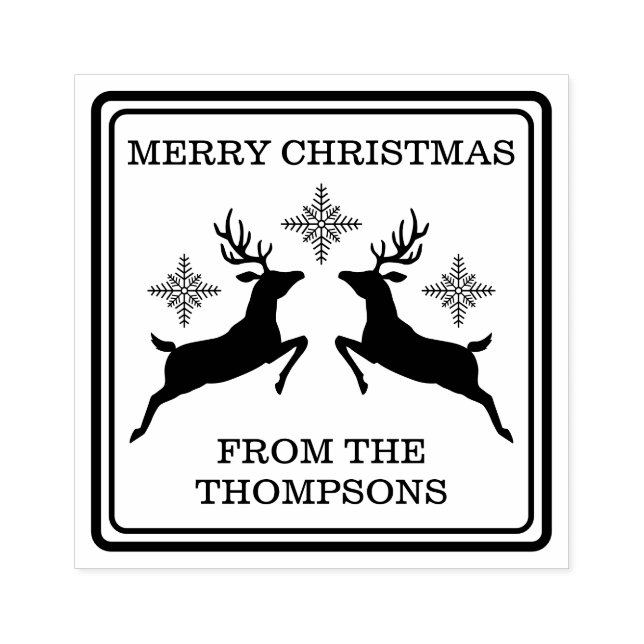 Renar och Snöflingor Festive God jul Stämpel (Tryck)