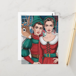Renar och två Elves Vykort