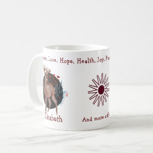 Renar på Blå Blommigt-bakgrunden. Unik och praktis Kaffemugg