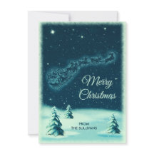 Renar Pulling Santa's Sleigh i Natten Himlar