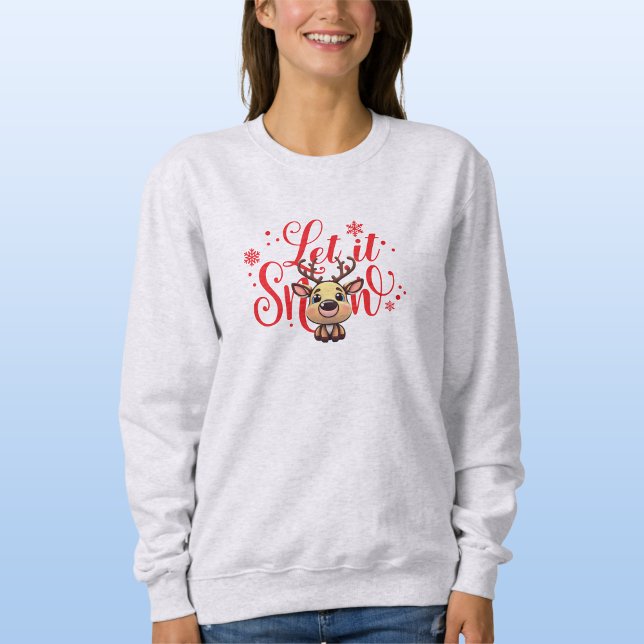 Renar, Roligt Vinter, Snöflake, Låt det snöa 🦌 ❄️ T Shirt (Funny Reindeer, Fun Holiday Deer with Antlers Snowflakes, Let it Snow, ForestBabies Fawn Shirt 🦌❄️)