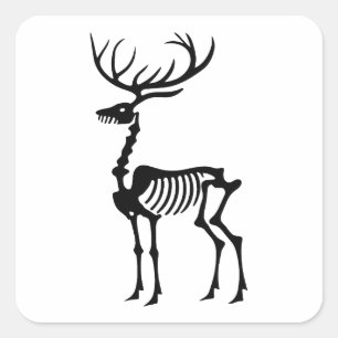 Renar skeleton, god jul fyrkantigt klistermärke