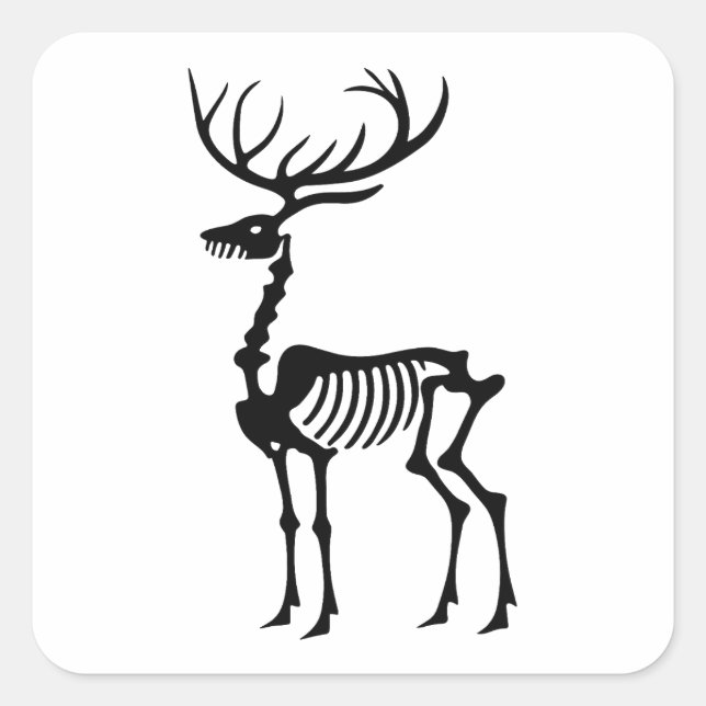 Renar skeleton, god jul fyrkantigt klistermärke (Framsida)