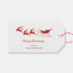 Renar & Sleigh Red & White-jul Presentetikett