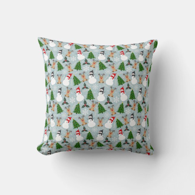Renar, Snögubbe, Träd Design Kudde (Framsida)