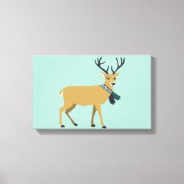 Renar som bär en vinterscarf (juldjur) canvastryck