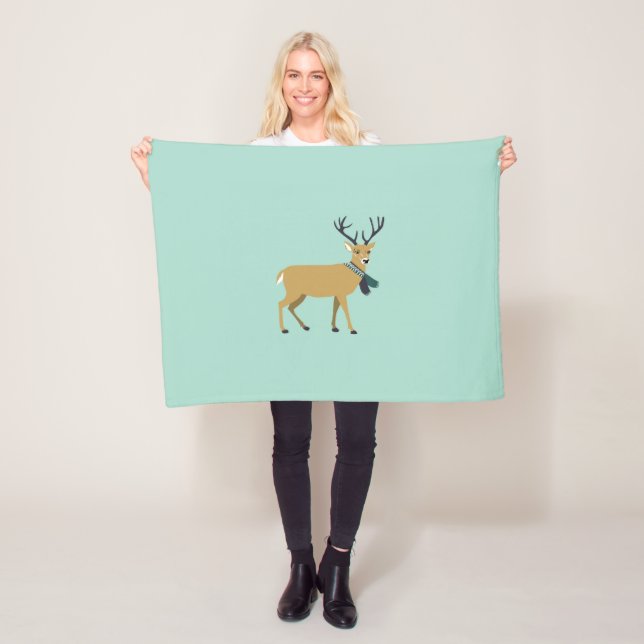 Renar som bär en vinterscarf (juldjur) fleecefilt (På plats)