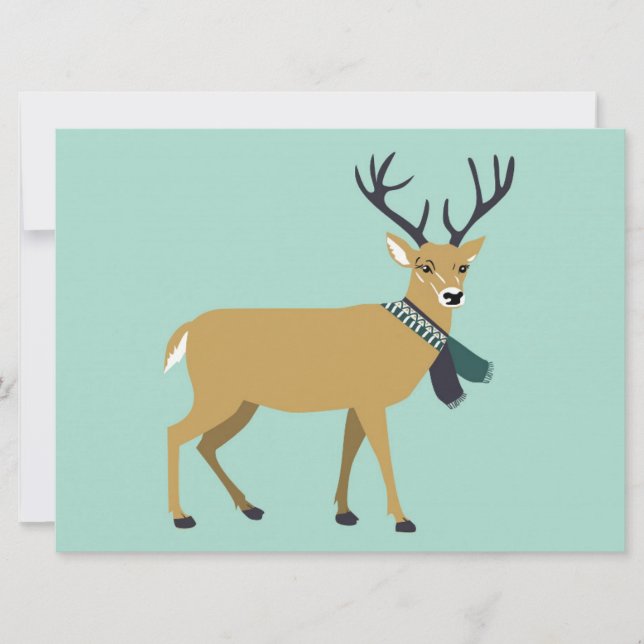 Renar som bär en vinterscarf (juldjur) kort (Framsida)