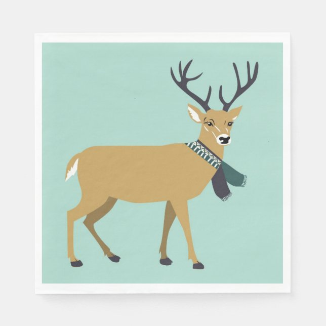 Renar som bär en vinterscarf (juldjur) pappersservett (Framsidan)