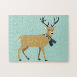 Renar som bär en vinterscarf (juldjur) pussel