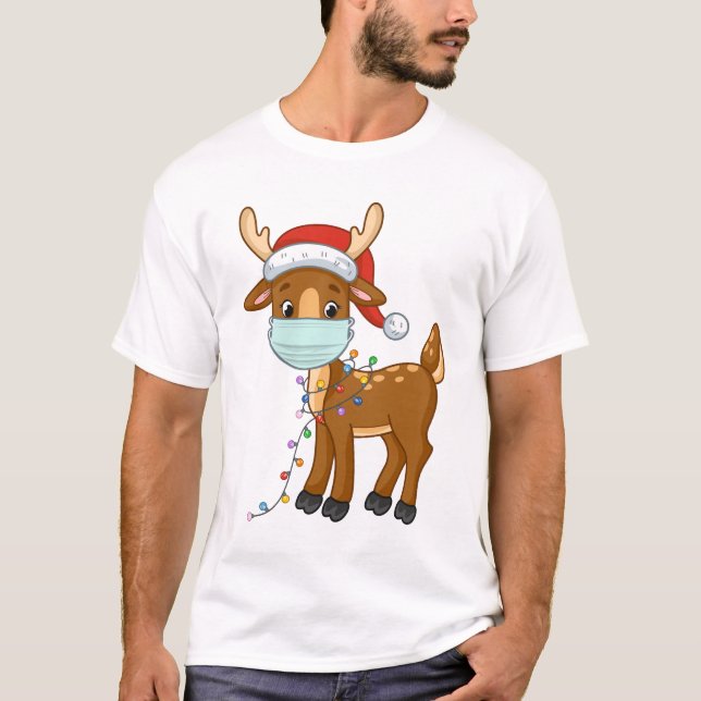 Renar som har en mask för jul t shirt (Framsida)