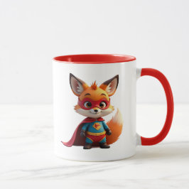 Renard super-héros masqué avec cape rouge. mugg