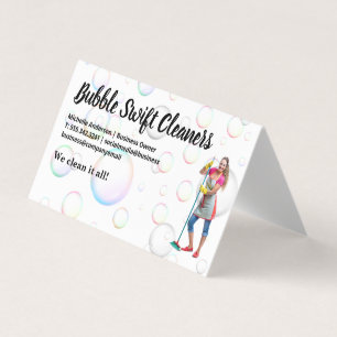 Renare med Broom Smiling   Bubbles Visitkort