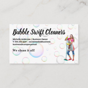 Renare med Broom Smiling   Bubbles Visitkort