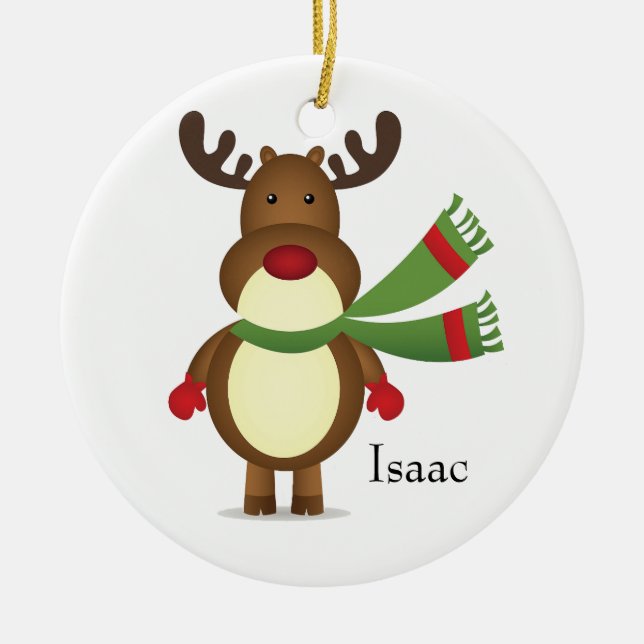 Renare som bär en Grönt Escarf Ornament (Framsidan)