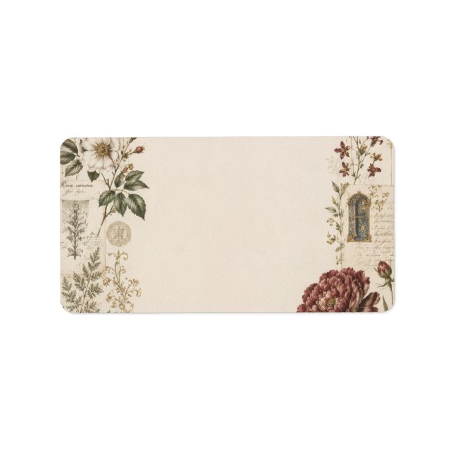 Renässans Botanisk Bröllopsinbjudan Adressetikett (Framsidan)