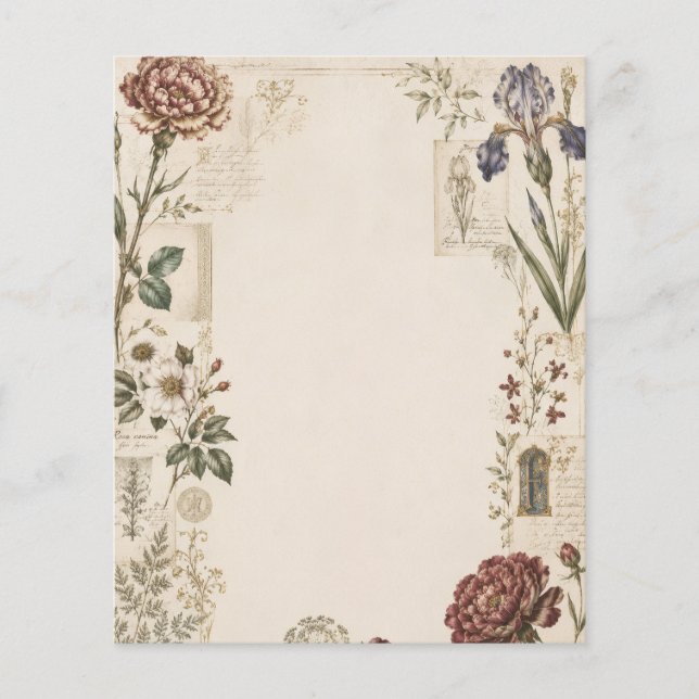 Renässans Botanisk Bröllopsinbjudan Flygblad (Framsidan)