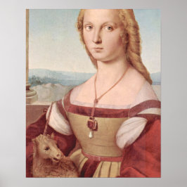 Renässans Enhörning och damen Raphael Målning Poster