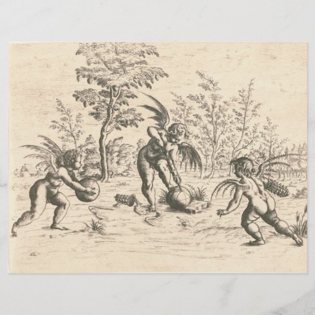 Renässans Kerub Vintage 1600 Scrapbook Papper (Framsida)