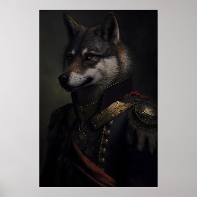 Renässans Militär Varg Konsttryck Djurälskare Poster (Framsidan)