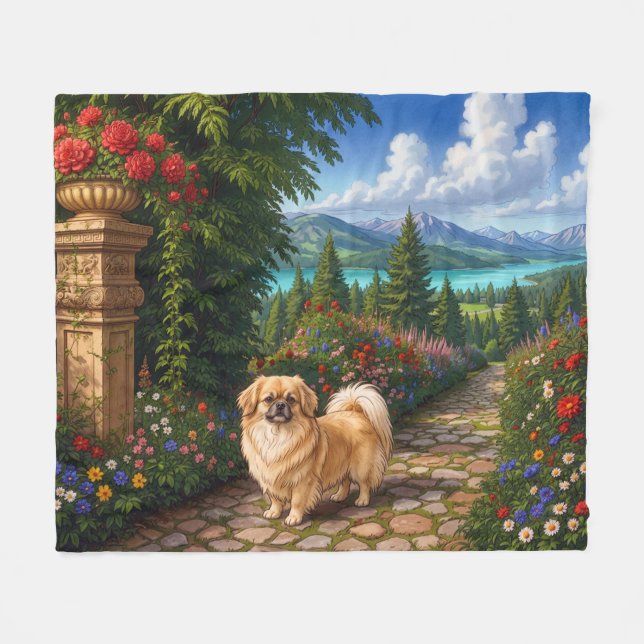 Renässans Tibetansk Spaniel Fleecefilt (Framsidan (Horisontell))
