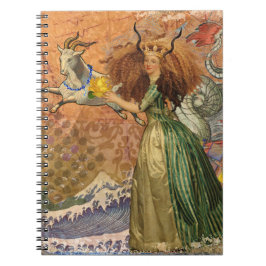 Renässansdam Capricorn Fantasi Vintage Zodiak Anteckningsbok
