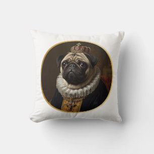 Renässansdrottningporträtt–Inspirerad Beige Pug-ko Kudde