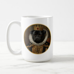 Renässansdrottningporträtt–Inspirerad svart Pug-ko Kaffemugg