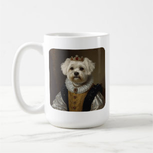 Renässansdrottningporträtt–inspirerad svart Pug-ko Kaffemugg